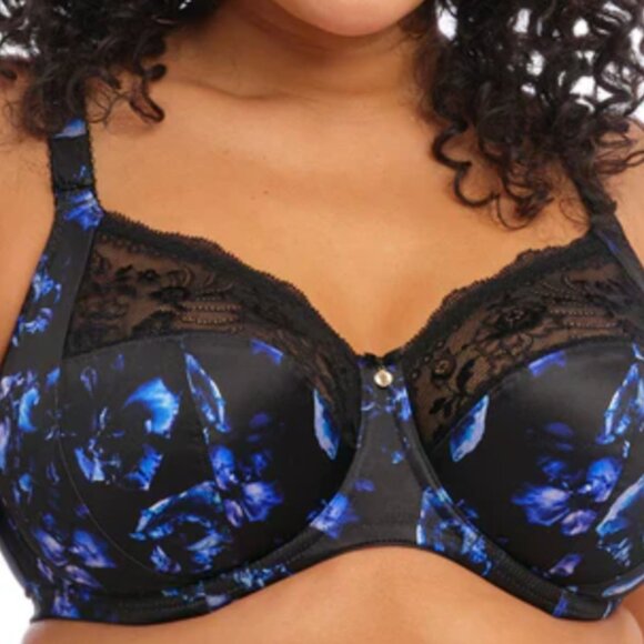 38H Elomi Morgan in colour "twilight" Black with blue floral bra El4110 - Picture 11 of 11